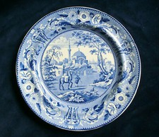 ANTICO PIATTO BLU TRANSFERWARE