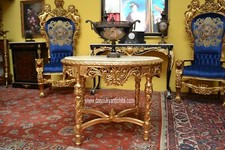 Tavolo-console ovale dorato stile Luigi XVI