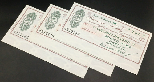 Mini assegno lire 250 - lire,