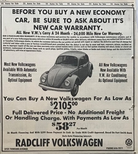 Pubblicità giornale 1972 - , per