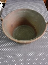 VINTAGE VECCHIO PAIOLO IN RAME CON MANICO IN FERRO IMBROCCATO