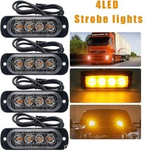 4 Lampeggianti Strobo 4 LED 8W 12-24V Giallo Soccorso Emergenza Camion Suv