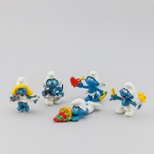 Lotto 5 puffi diversi vintage anni 80 - SMURFS Schleich Peyo