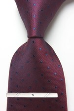 Cravatta uomo classica a pois rosso blu JACQUARD TESSUTO 100% seta nuova