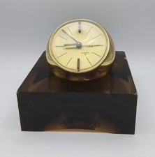 SWIZA BALL CLOCK 8 DAYS ottone Su Base Plexiglass Fume' Vintage Funzionante