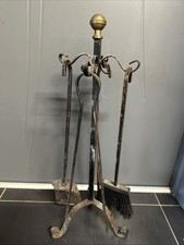 Servitore Di Camino In Ferro Battuto Con Accessori 4 Pezzi Supporto