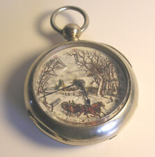 CON CHIAVETTA  VA! WALTHAM Silver Pocket Watch USA Antico Orologio tasca Argento