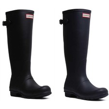 HUNTER Orig Schiena Regolabili Originale Alto Donna Stivali IN Navy UK 3 - 9
