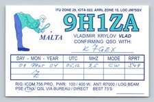 Radioamatore QSL 9H1ZA Malta 2004 CW contatto ICOM 756 PRO R7000 fascio