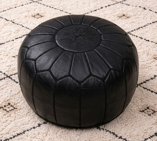 Black moroccan pouf white - black,