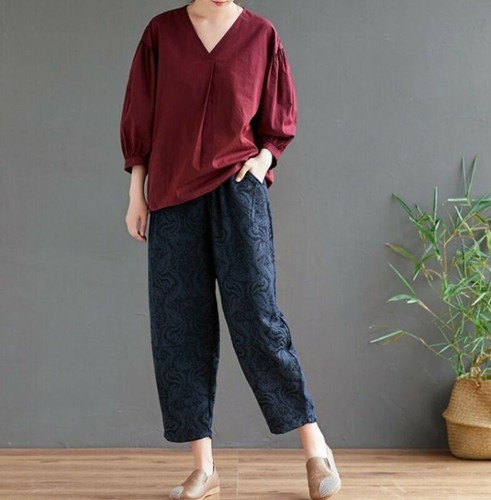 Pantaloni harem jacquard vita