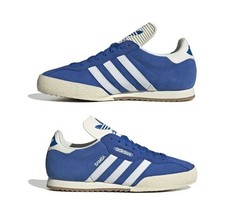 Adidas Super Samba scamosciate da uomo taglie dalla 7 alla 12 originali blu royal nuove con scatola Assssrbm