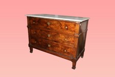 Comò francese stile Impero in noce e radica di noce del 1800