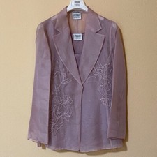 Gianfranco Ferré Completo Giacca Canotta Pantaloni Seta Rosa Lilla Alta Moda