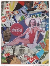 ALESSANDRO MARTINI (AMA) Pin up coca cola. decollage su tela 30x40 Autentica C