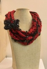 Sciarpa collana, scaldacollo, collana fatta a mano, sciarpa misto lana