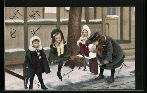 Cartolina bambini con pattini