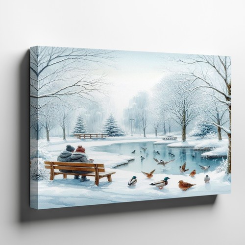 Scena neve invernale tela arte