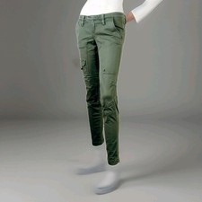 FORNARINA Pantalone Donna Cargo Stile Militare  Cotone Stretch Verde Salvia it42