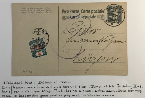Svizzera 1921 card 2 - ps,