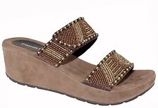 PODOLINE Ciabatte zeppa 2 fasce SUTERA plantare anatomico pelle PERLINE MOSAICO