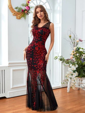 Abito da sera da cerimonia vestito lungo elegante matrimonio pailletes dress