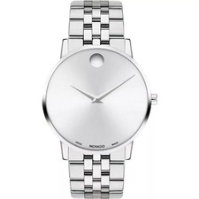 NUOVO OROLOGIO MOVADO UOMO MUSEUM CLASSICO QUADRANTE ARGENTO ACCIAIO INOX