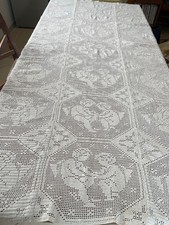 COPRILETTO SINGOLO/TOVAGLIA FILET VINTAGE UNCINETTO FATTO A MANO 208x213 ANGELI 