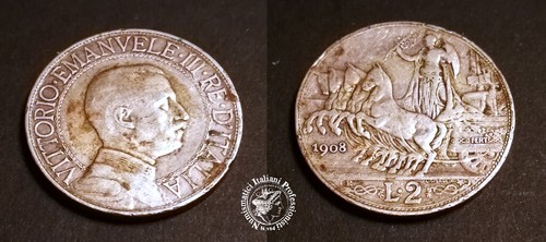 Lire 1908 argento q bb - 1908,