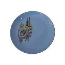 Vintage piatto Ceramica  SCI Laveno Andloviz color celeste 20 Cm