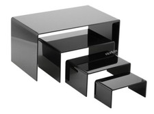 SAFE 1 ESPOSITORE NERO LUCIDO A PONTE PER MINERALI FOSSILI CRISTALLI A SCELTA