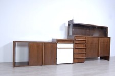 Mobile sala artigianale design anni 70 credenza vetrina porta tv con carrello 