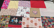 Scarti di tessuto San Valentino cuore cuciti a mano punto lento diario spazzatura lotto di 13