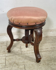 ANTICO SGABELLO DA PIANOFORTE REGOLABILE IN ALTEZZA GIREVOLE EPOCA '800 LEGNO