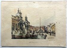 vintage STAMPA MARIO CARRARO LAI LINEE AEREE ITALIANE ROMA PIAZZA NAVONA