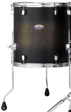 Tamburo Tom Pearl Decade Acero 18x16" Nero Satinato Laccato Scoppio Pavimento con Gambe Rivenditore