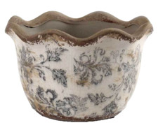 VASO BASSO Orlo Ondulato CACHEPOT ANTICATO VINTAGE RETRò CENTROTAVOLA 21*13,5cm