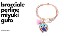 Bracciale perline tecnica Miyuki con GUFO, bracciale perline colorate, bracciale