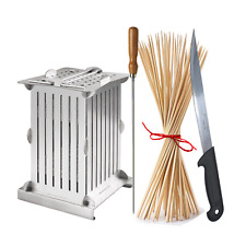 Cubo Arrosticini 56 Pz.+ Coltello e 70 Bambù Macchina produzione Spiedini carne