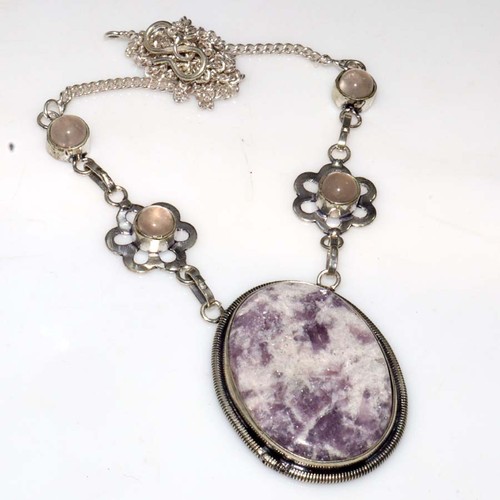 Lepidolite rose quartz 925 - lepidolite,