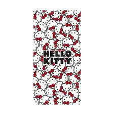 Hello Kitty Asciugamano Spiaggia Bagno Cotone Rosso Fiocchi 140 x 70cm Morbido