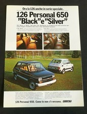 CARTONCINO PUBBLICITARIO VOLANTINO FIAT 126 PERSONAL BLACK SILVER depliant broch