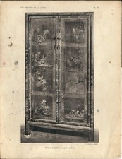 Stampa antica ARMADIO LACCATO CINESE CINA CHINA 1922 Old Antique print T. 3