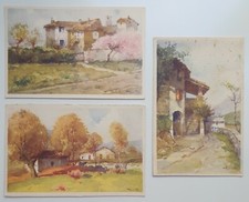 3 CARTOLINE-ILLUSTRATE-ANTICHE-VINTAGE-PAESAGGI-CASE-CAMPAGNA-FIRMATE-F PASETTO