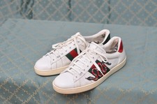 AUTENTICHE SCARPE DA GINNASTICA GUCCI 456230 uomo Ace pelle King logo serpente taglia 8