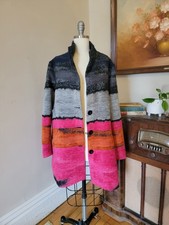 Cappotto donna Desigual rosa grigio arancione misto lana unico grande