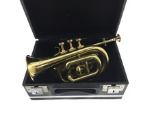 Tromba trombino in ottone con astuccio da arredamento casa sala salotto arte