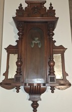 Teca antica in legno con vetrina di vetro vintage cassa per orologio a pendolo