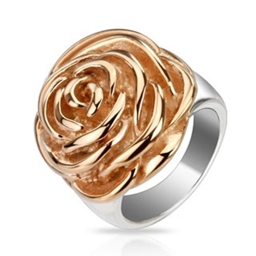 Anello acciaio 316l fiore rosa - anello,