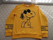 Felpa Iceberg bambina gialla/nera vestibilità rilassata nuova con etichetta con stampa Joe Cool, taglia XXL